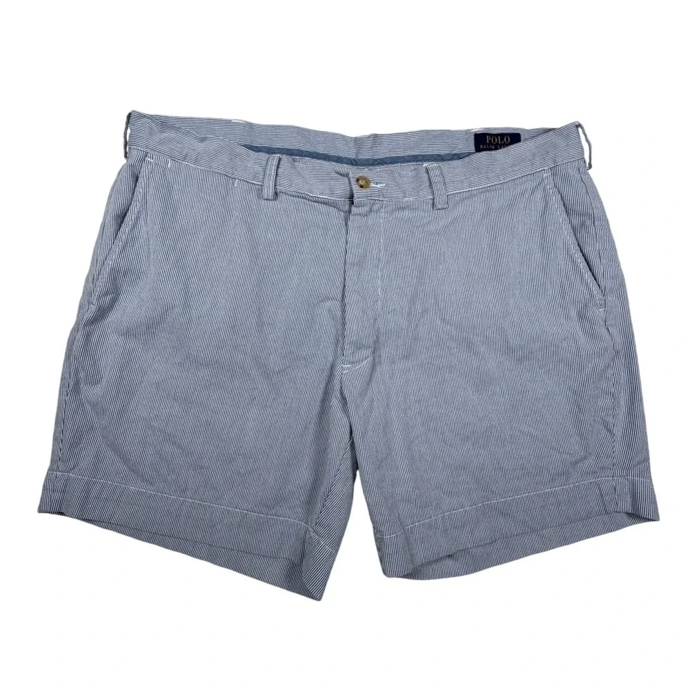 Polo Ralph Lauren Mens Size 38 Blue White Pin Striped Classic Fit Shorts